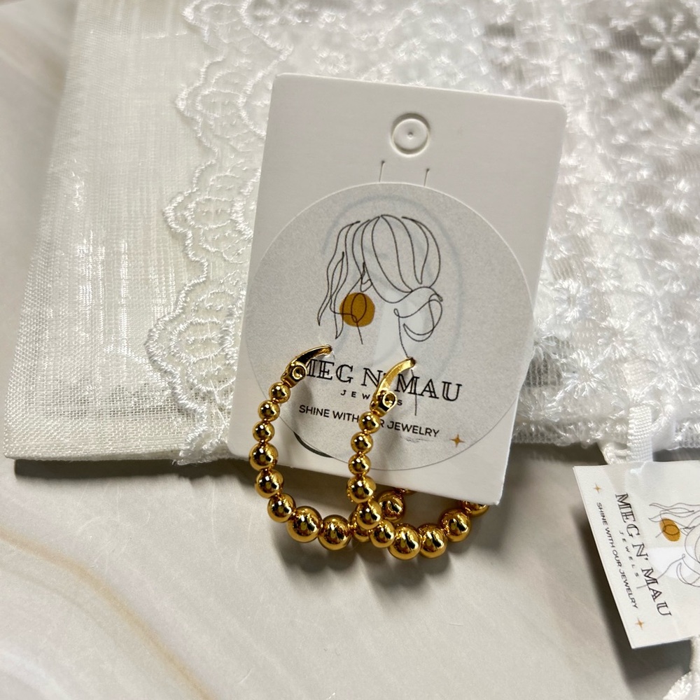 Gold Beaded Hoop Earrings